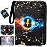 Jravkfi 4 Pocket Trading Card Binder,400 Pockets Trading Card Collection Book with Sleevese,3-ring Zipper Sports Card Album with 50 Removable Double-Sided Card Holder (Black)