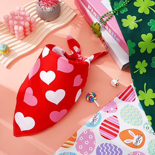 Whaline 6 Pack Valentine's Day Pet Bandanas Heart Pet Neckerchief Shamrock Clover Triangle Dog Bibs Easter Spring Bunny Dog Collar Scarf St. Patrick's Day for Pet Costume Accessories - Image 5