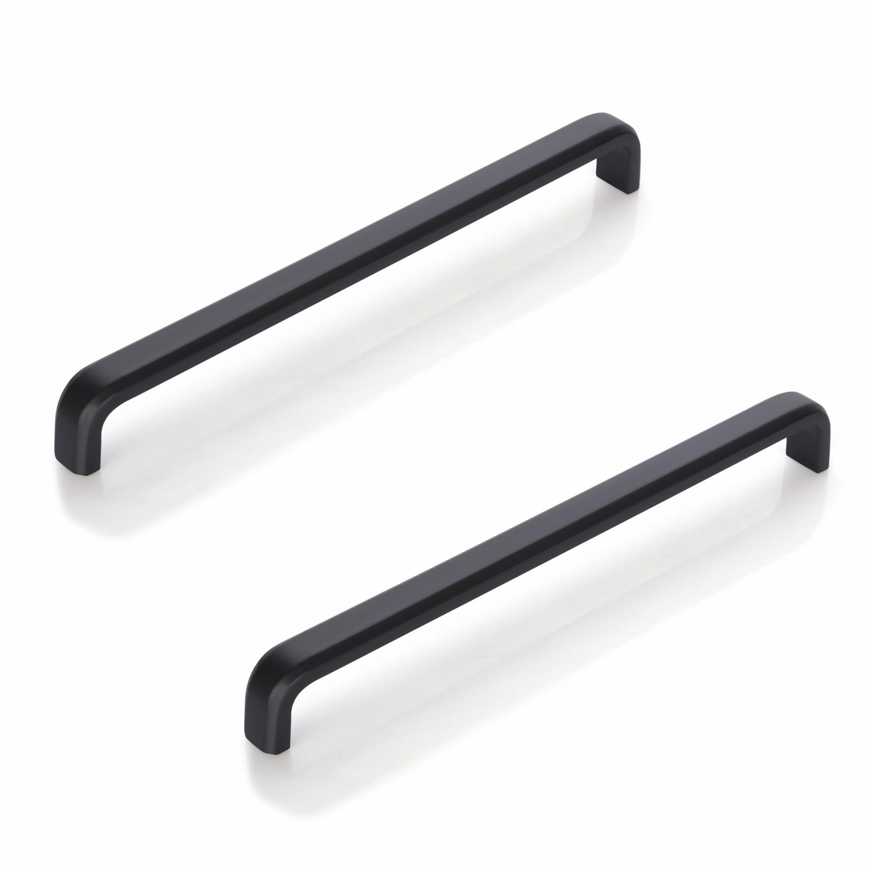 LAPO Premium Stainless Steel Cabinet Handles | 10 Inch Handle for Kitchen, Cupboard & Closet | Rust Resistant Surface | Easy Screw Fit | Hole to Hole 22 cm | Black Finish | (224mm, Pack of 2)