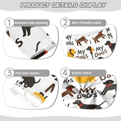 ALAZA Girls' Leggings Children's Yoga Pants Skinny Printed Dance Yellow Dogs Black Dogs Comfortable 4T2