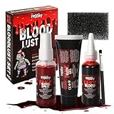 Festicy Kunstblut Halloween XL Set 2025 - 50ml Fake Blut, 50ml Kunstblut Spray, 40g Blutgel, Schwamm...