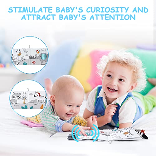 Vicloon Stoffbuch für Babys,Bilderbuch aus Stoff mit Tiere,frühe Entwicklung Baby Tuch Bücher,Wahrnehmungs-Lernspielzeug,Geschenke für Babys-LöwenStil