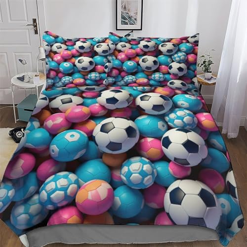 LCWWW Juego de ropa de cama de 3 piezas con diseño de fútbol americano para niños, niñas y adolescentes, funda de edredón de microfibra suave con funda de almohada doble (200 x 200 cm)