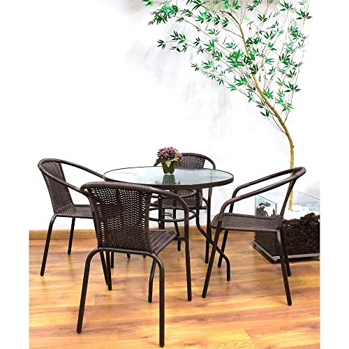 Poltrona em Aço com Fibra Sintética Rattan Marrom 77x53x58 Cm