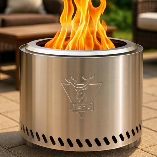 YEFU Fire Pit with Removable Ash-Pan: Smokeless Firepit 304 Stainless Steel Material - Outdoor Fire...