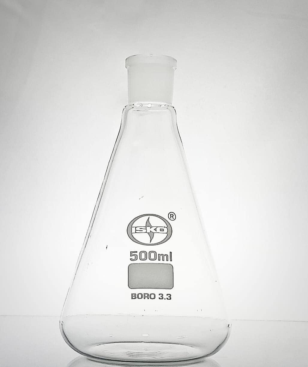 ISKO® Borosilicate glass Conical flask with standard Joint (B-24) (SET OF 2 PC) (500ML)-image-15