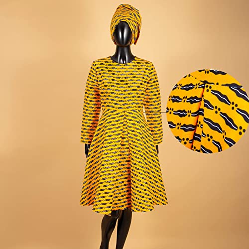Image of African Dashiki Dresses for Women Party Flower Floral Fashion Culture Vintage+Headwrap 35x45 inch
