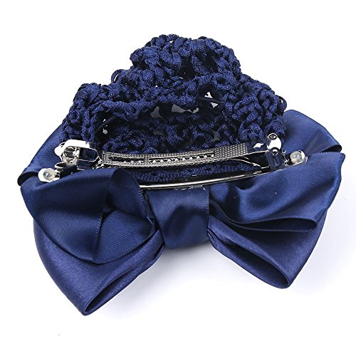 Motzu 3 Pieces Bowknot Snood Net Barrette Hair Clip Bun Cover Hairnet Lace Bow Decor For Woman, Colour Red #TOP6