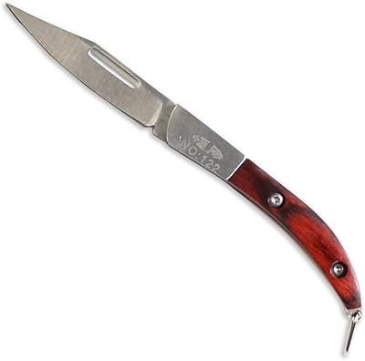 ToolUSA 4-1/2 Inch Pocket Knife With Inlaid Woodgrain And Steel Handle: PK519-44B-YX