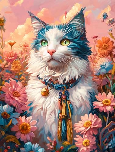 Peinture diamant adulte chat 40 x 50 cm pour chasser le stress et l'anxiété