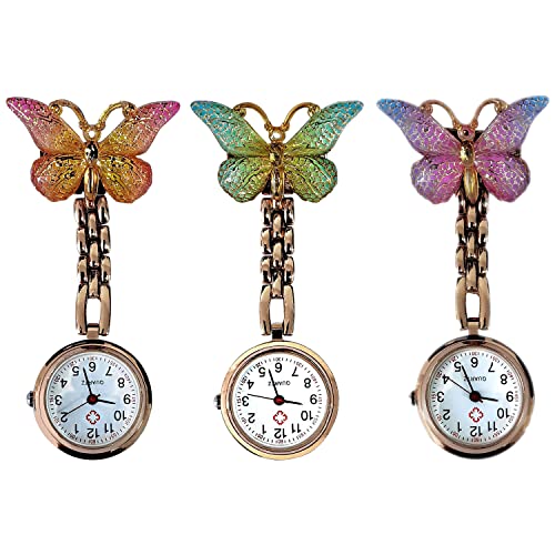 Molbory Montre infirmière 3 pièces pour infirmière avec clip Mini montre de poche Médecin Personnalisée Broche Montre de soins infirmiers Cadeau, multicolore Cover