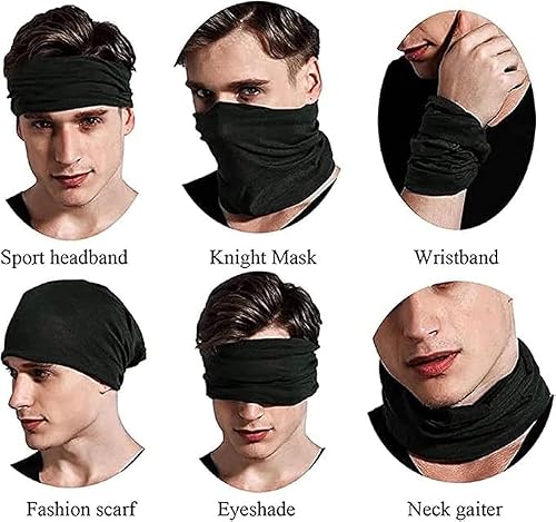 TOPBELIEF Chusta Kominowa Wielofunkcyjna - Bandana Unisex Elastyczna, Ochrona Przed Słońcem i UV, Chusta na Twarz Męska, Ochrona Przed Wiatrem (Czarny)