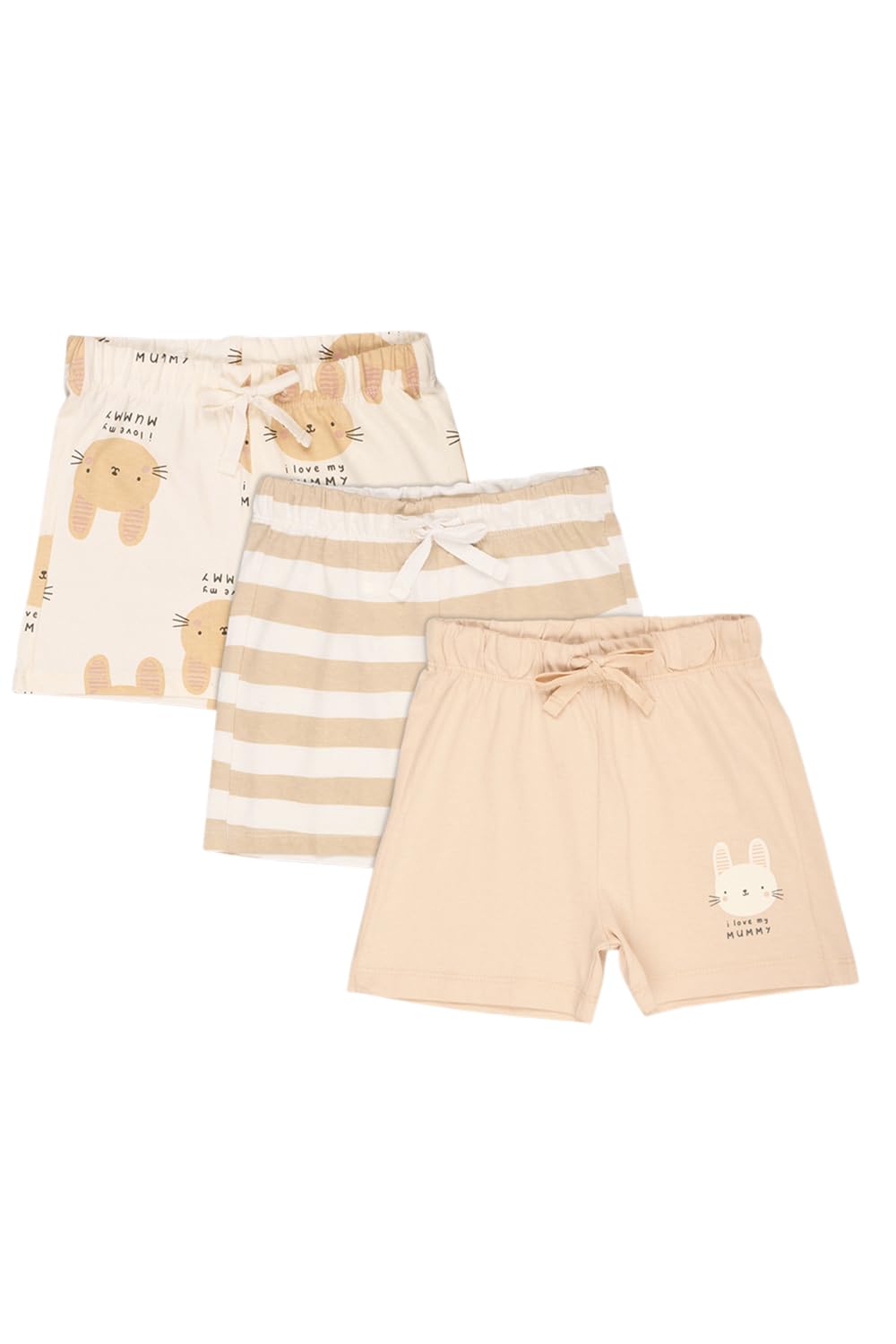 Girls 100% Cotton Casual Shorts | Pack of 3 | Drawstring Waist | Multicolour | Ages 0–24 Months-image-42