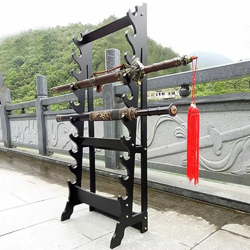 Soporte para Espadas, Expositor de Espadas Multicapa de pie, Soporte Vertical de Madera de 12 Niveles para Espadas de Artes Marciales, Soporte para sables de luz
