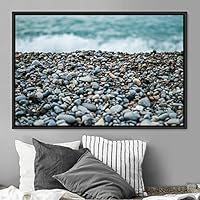 Framed Canvas Wall Art Coastal Scenery Aerial Coastal Cool Multicolor Ocean Photography Realism Relax/Calm - 16x24 inches