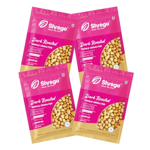 Image of SHREGO Dark Roasted Whole Peanut Unsalted 1440G, Snack & Namkeen (4X360G Vacuum Packed)