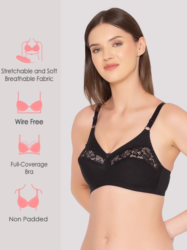 Image of Groversons Paris Beauty Women's Cotton, Full Coverage, Non-Padded, Non-Wired Bra (BR001)