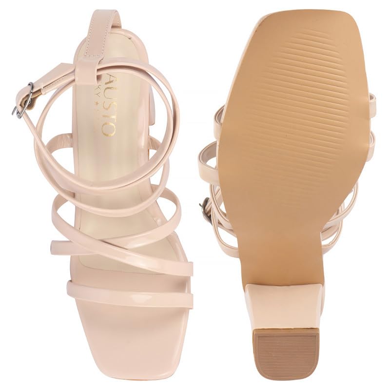 Image of FAUSTO Women Open Toe Quilted Block Heel High Ankle Adjustable Backstrap Slipper Sandals | Soft Padded Insole | Western Outfit Gladiator Sandals