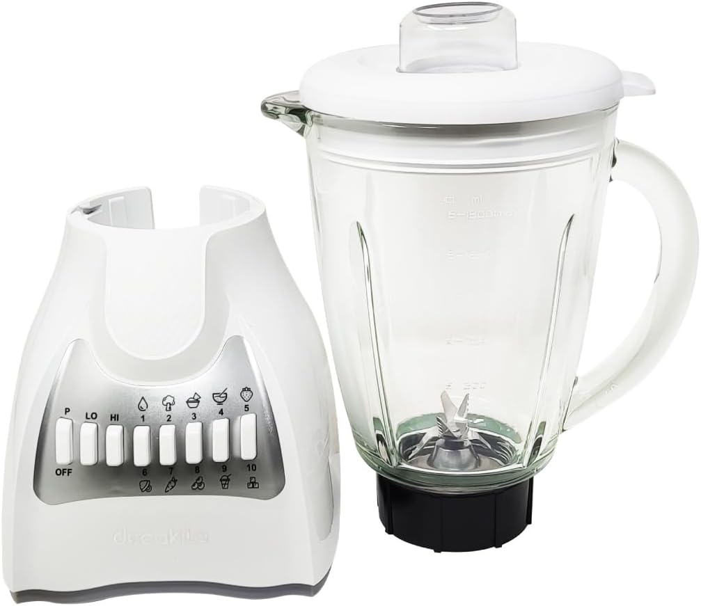 Blender base and glass jar with blade assembly separated