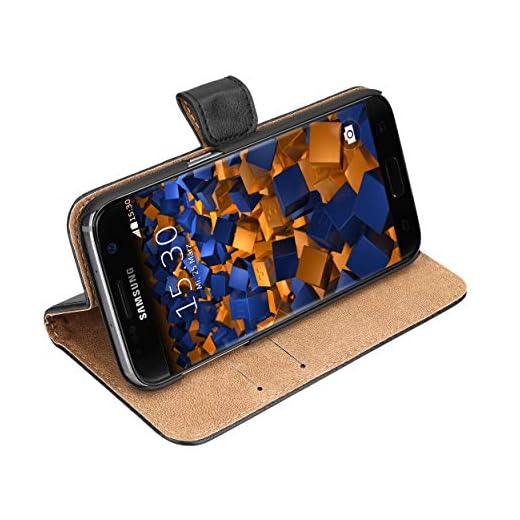 mumbi Äkta läder Bookstyle Case kompatibelt med Samsung Galaxy S7 fodral läderfodral fodral plånbok, svart