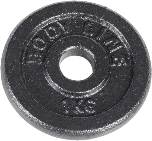 Disco in ghisa 1 kg per allenamento con bilanciere, manubrio e sollevamento pesi - diametro 25 mm - per palestra, fitness, allenamento a casa