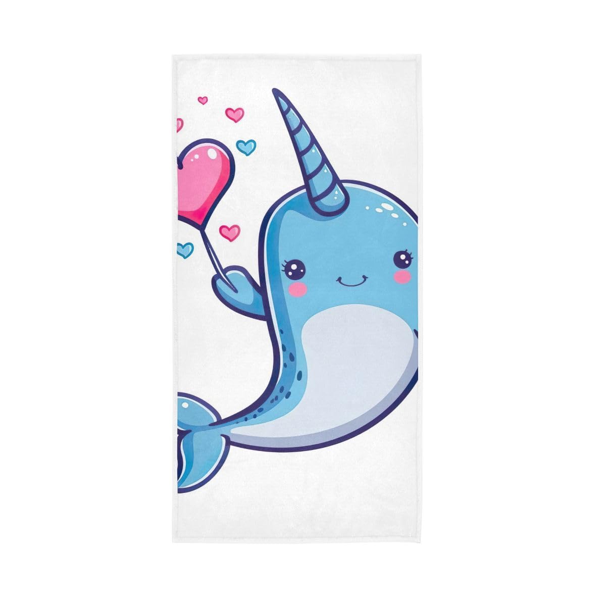 HUYGD Cute Blue Dolphin Heart Bath Hand Towel, Hand Towels for Bathroom, Shower, Hotel, Spa 15 x 30 Inches