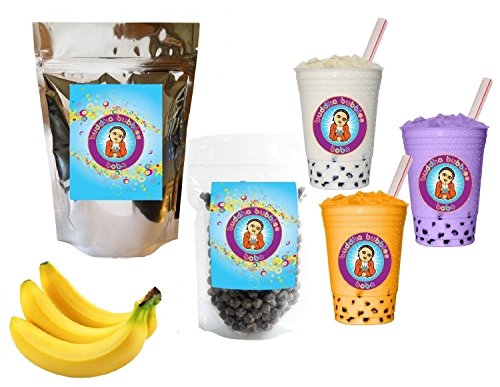10+ Drinks Banana Boba Tea Kit: Tea Powder, Tapioca Pearls & Straws By Buddha Bubbles Boba
