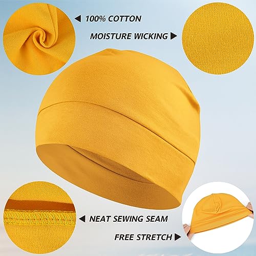 Image of Headshion Cotton Skull Caps for Men Women,2-Pack Lightweight Beanie Sleep Hats Breathable Helmet Liner