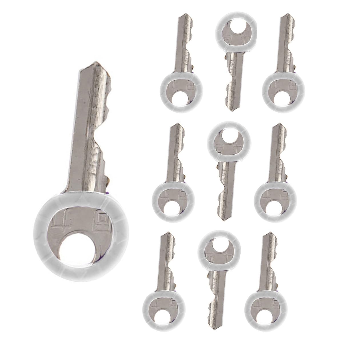 Van Der Linn VDL Pack of 10 Round Key Cap Covers, Choose Your Own Colour Soft Rubber Plastic Key Identifier (White, 10)