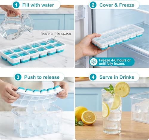 Juego de 3 Moldes de Hielo de Silicona con Tapa y Pinzas miniatura 6