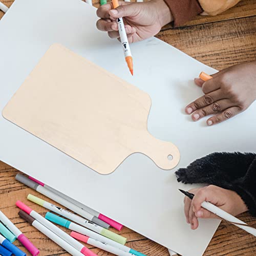 SEWACC 10pcs Wood Craft Cutting Board Unfinished Cut Board Cutouts Wooden Paddle Serving Tray Mini Chopping Board with Handle for DIY Thanksgiving Christmas Decoration - Image 2