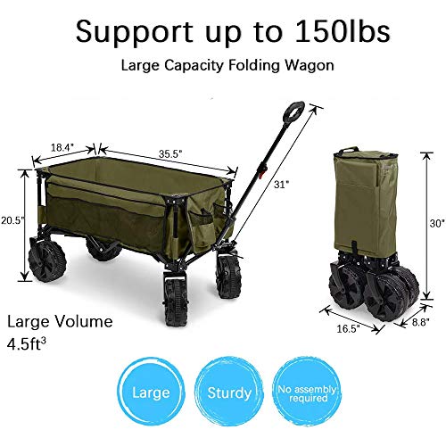 image for Timber Ridge Folding Wagon Collapsible Utility Outdoor Cart for Campin