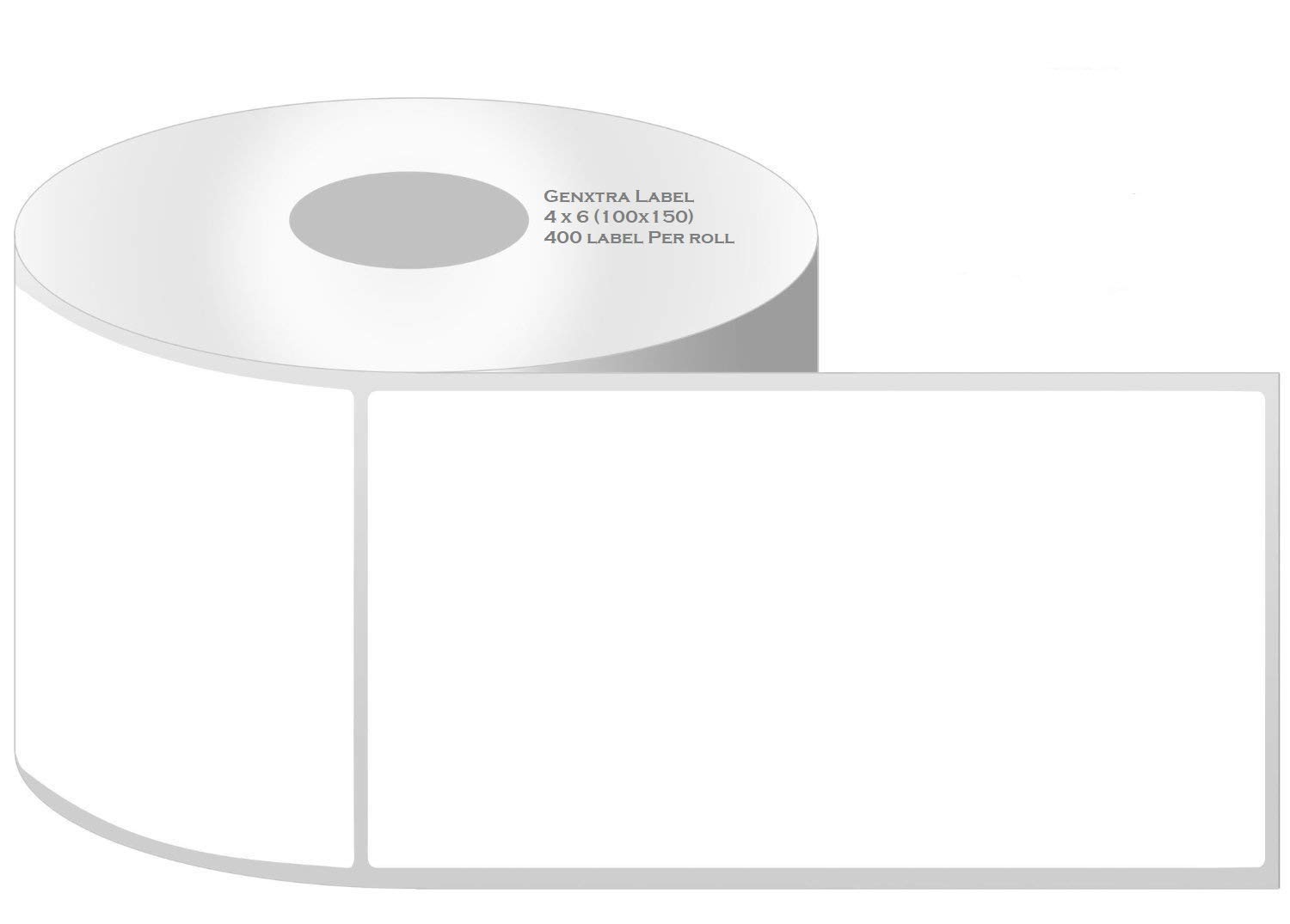 GENXTRA Self Adhesive Direct Thermal Shipping Labels Stickers, 4 X 6-inch (100x150 mm = 400 Lables Each Roll) 1-inch Core, Used for Printing Flex and E-Commerce Shipping Lables (Pack of 6)
