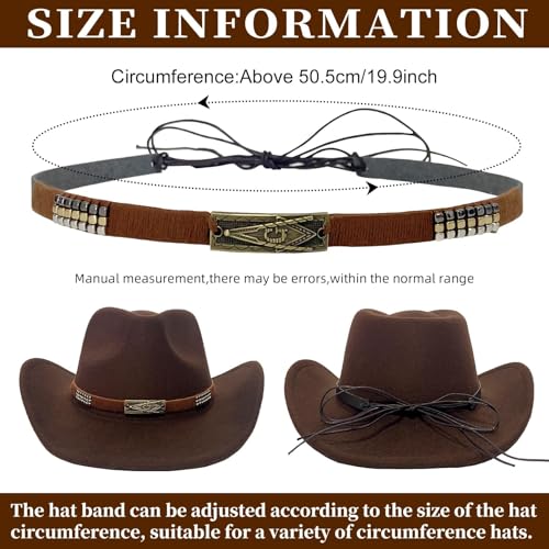 Image of Cowboy Hat Bands for Men Women, Leather Hatbands Belt for Cowboy /Western /Fedora /Cowgirl Hats