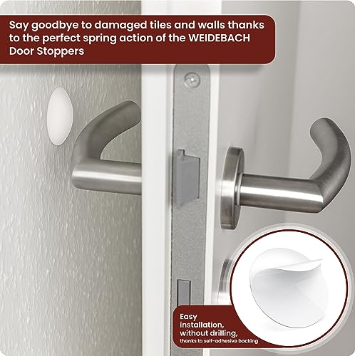 Image of WEIDEBACH 12 x Subtle Wall Door Stops, White Door Stops, 40 x 9 mm