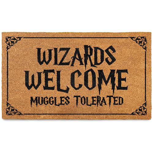 MAINEVENT Wizards Welcome Tolerated Door Mat 30x17 Inch, Wizarding Doormat for Covered Outdoor Area, Wizarding Geeky Welcome Mat Outdoor Decor, Funny Nerd Gift, Geek Decor