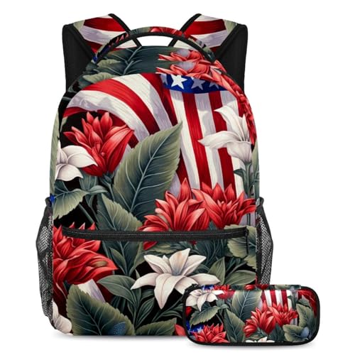 Sac à dos plantes drapeau américain stylé pour le collège