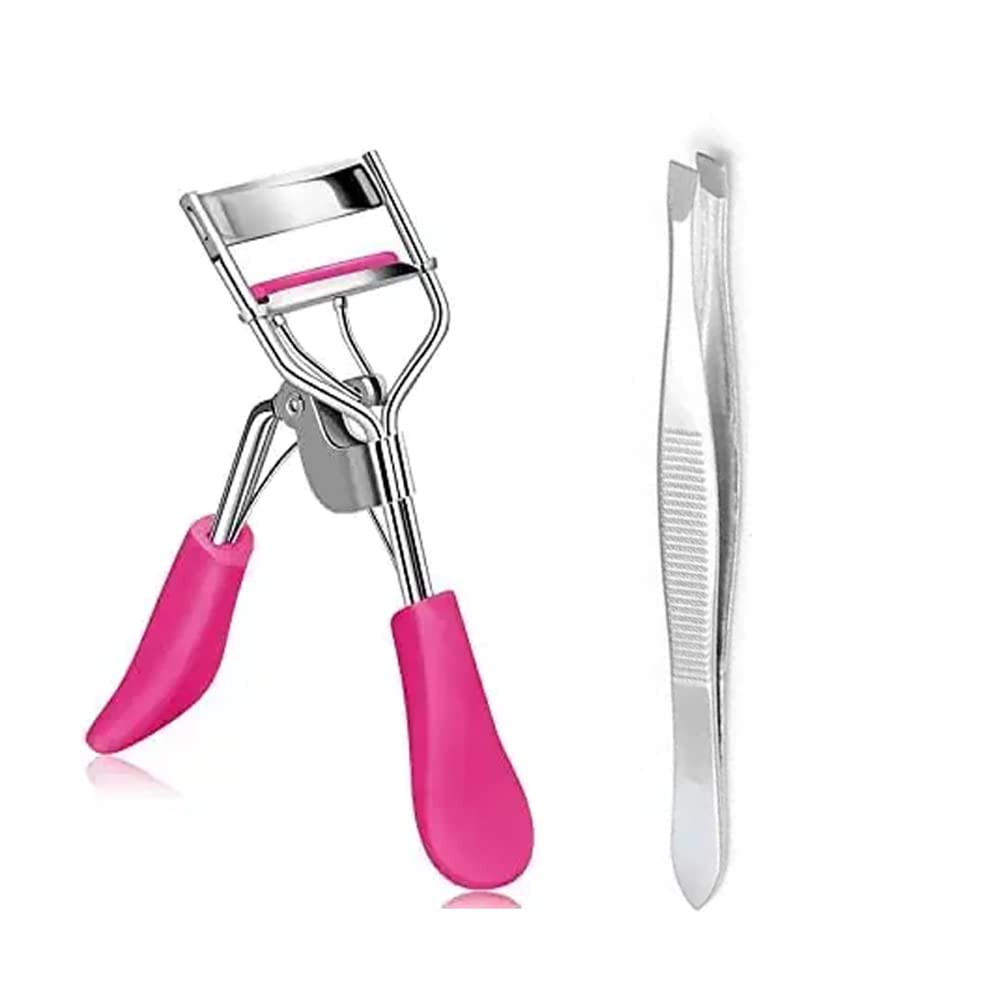 WingAge Eyelash Curler Fit All Eye Shape Curved Lash Curler, Natural and Long Lasting Eyelash Curler for Women Make Up Gift Assorted color (Eye Curler-Tweezer)