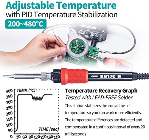 Bild 2 - YIHUA 939D+ III EVO 110W Lötstation mit 4 Speicherplätzen, Dual-LCD-Display, Ruhemodus, 2 helfenden Händen, einem LCD-Lupenobjektiv und mehr zum Löten & Entlöten(EU PLUG)
