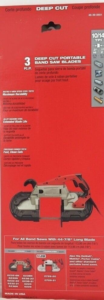 GeRRiT for Milwaukee Tool 48-39-0551 10/14 Tpi Standard Deep Cut Portable Band Saw Blade