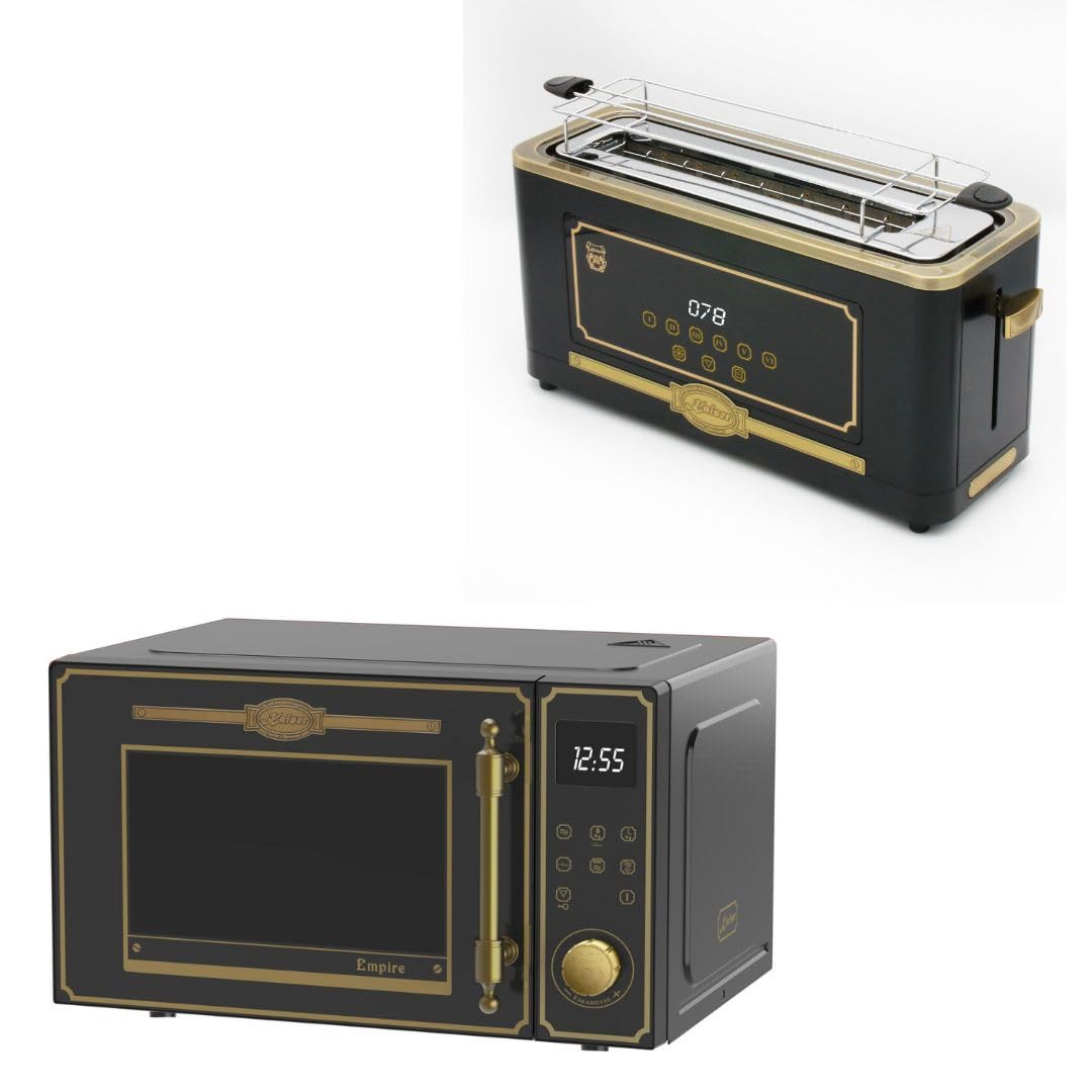 Kaiser Empire M 2530 Em Four à micro-ondes 25 l avec grille à air chaud 25 fonctions + grille-pain rétro T 4000 Em 6 niveaux de grillage, fonction décongélation, fonction réchauffement, grille