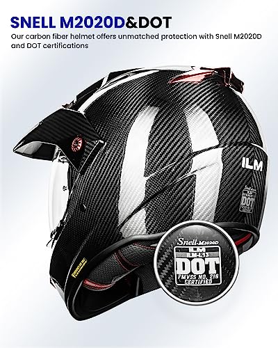 image for ILM Carbon Fibre Snell M2020D Full Face Motorcycle Adventure Helmet Au