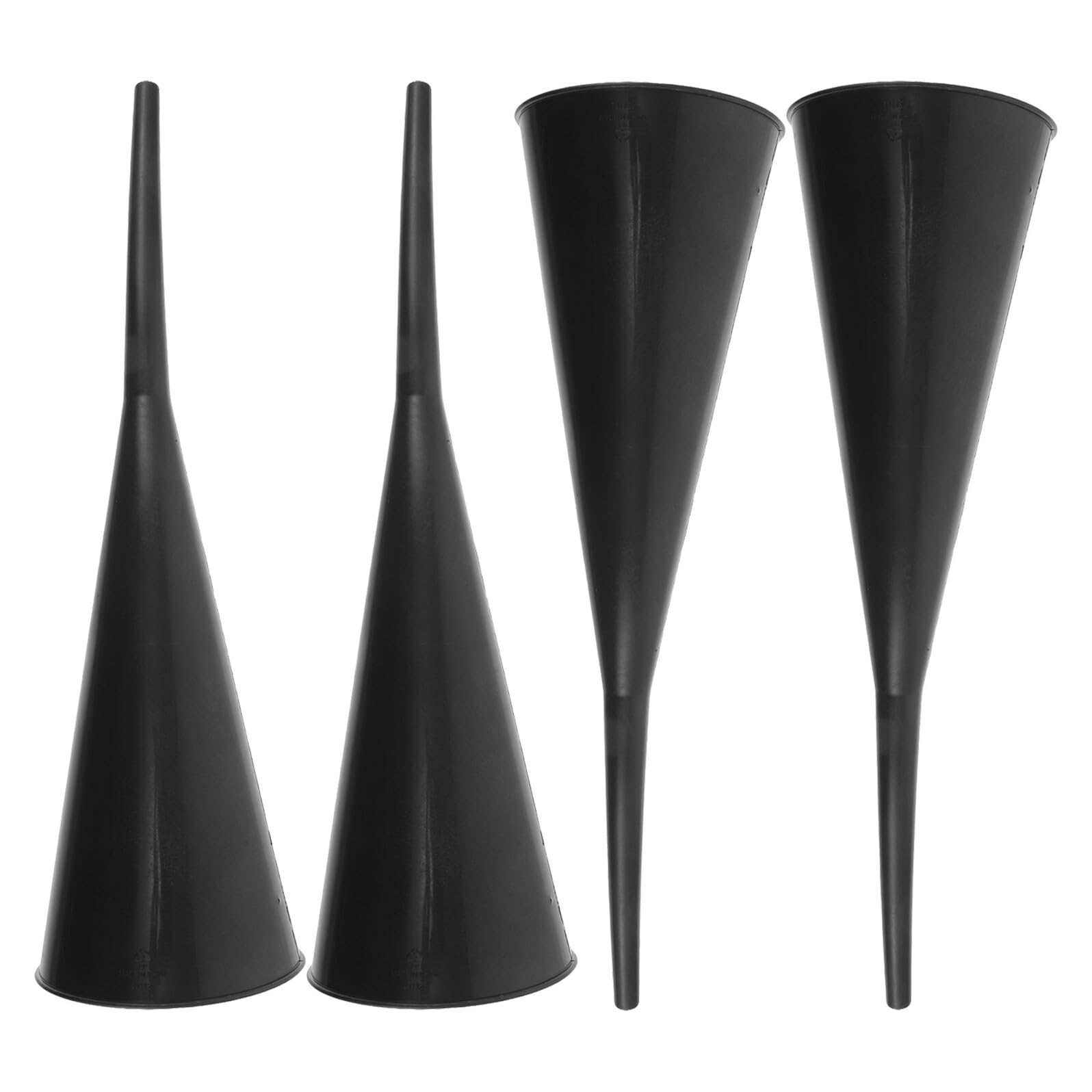 Embudo de Plástico de Cuello Largo Negro, 4 Piezas para Coche | Boquilla Flexible y Boca Ancha, Apto para Agua y Moto, Vertido Preciso de Lubricantes