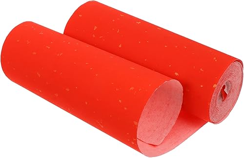 EXCEART Rollo de papel rojo Xuan Papel de arroz rojo Festival de primavera chino Rollos Red Chunlian Duilian Papel cortado Papel de caligrafía china
