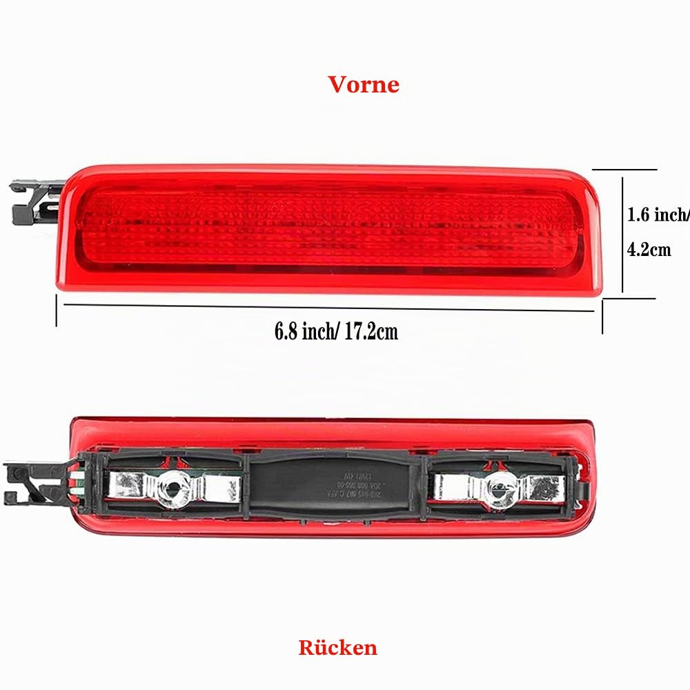 Drittes LED-Bremslicht Ersatz für Caddy 2004–2015 3D Center High Level Bremslicht rote Linse