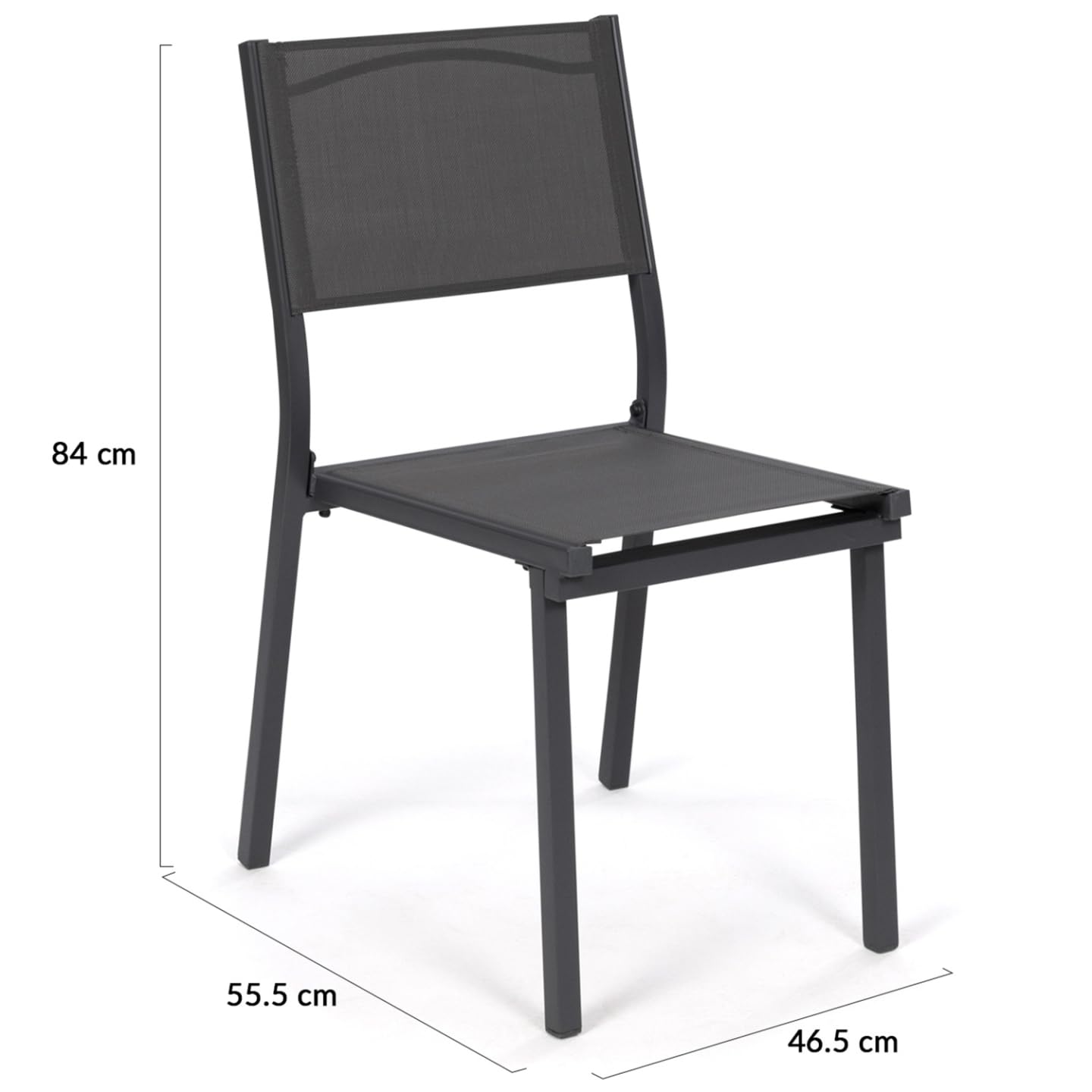 Lot De 6 Chaises De Jardin Terre Jardin - Empilables En Textilène Noir | Confortables Et Design Pour Extérieur