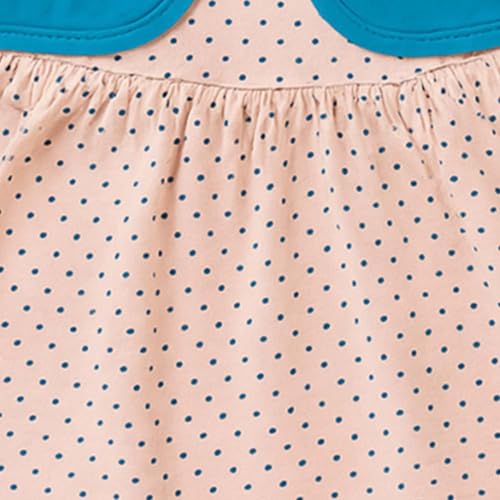 Image of Kidbea Baby Girls' Floral A-Line Frock with Shrug | Cotton Casual Wear, Printed Dress for Infant Kids (Peach, 6-12 Months)