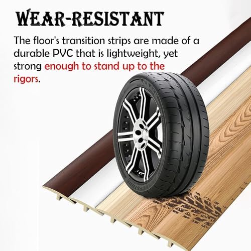 PVC T Molding Floor Transition Strip - Flat Divider for Tile to Laminate, Vinyl, Carpet - Connect Doorways & Fill Gaps - Durable Maple Finish