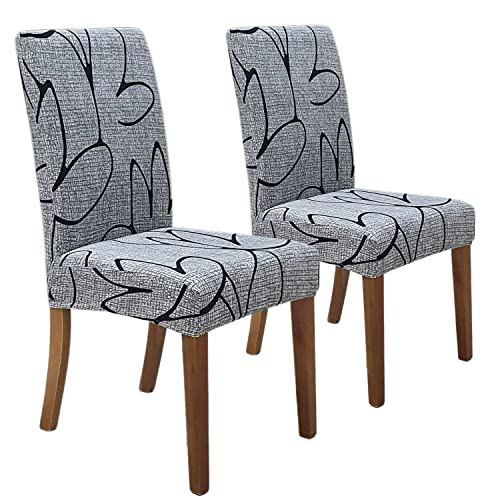 SPRINGRICO Chair Covers for Dining Room Set of 2, Stretch Dining Chair Cover, Washable Spandex Kitchen Parsons Chair Slipcovers, Removable Seat Protector for Home or Party (2 Pack, Lotus Gray)