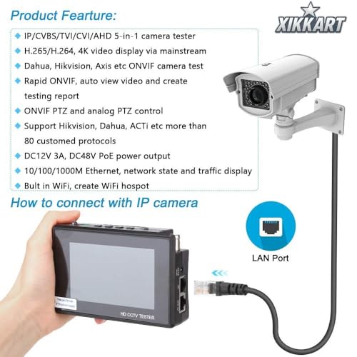 Image of 5-in-1 CCTV Tester 4 inch Touch Screen | Supports 4K IP, AHD, TVI, CVI, CVBS Cameras | Compatible with 720P /1080P /3MP /4MP /5MP | Security Camera Video Monitor & Testing Tool